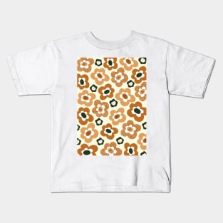 Funky Floral Pattern in Earthy Tones Kids T-Shirt